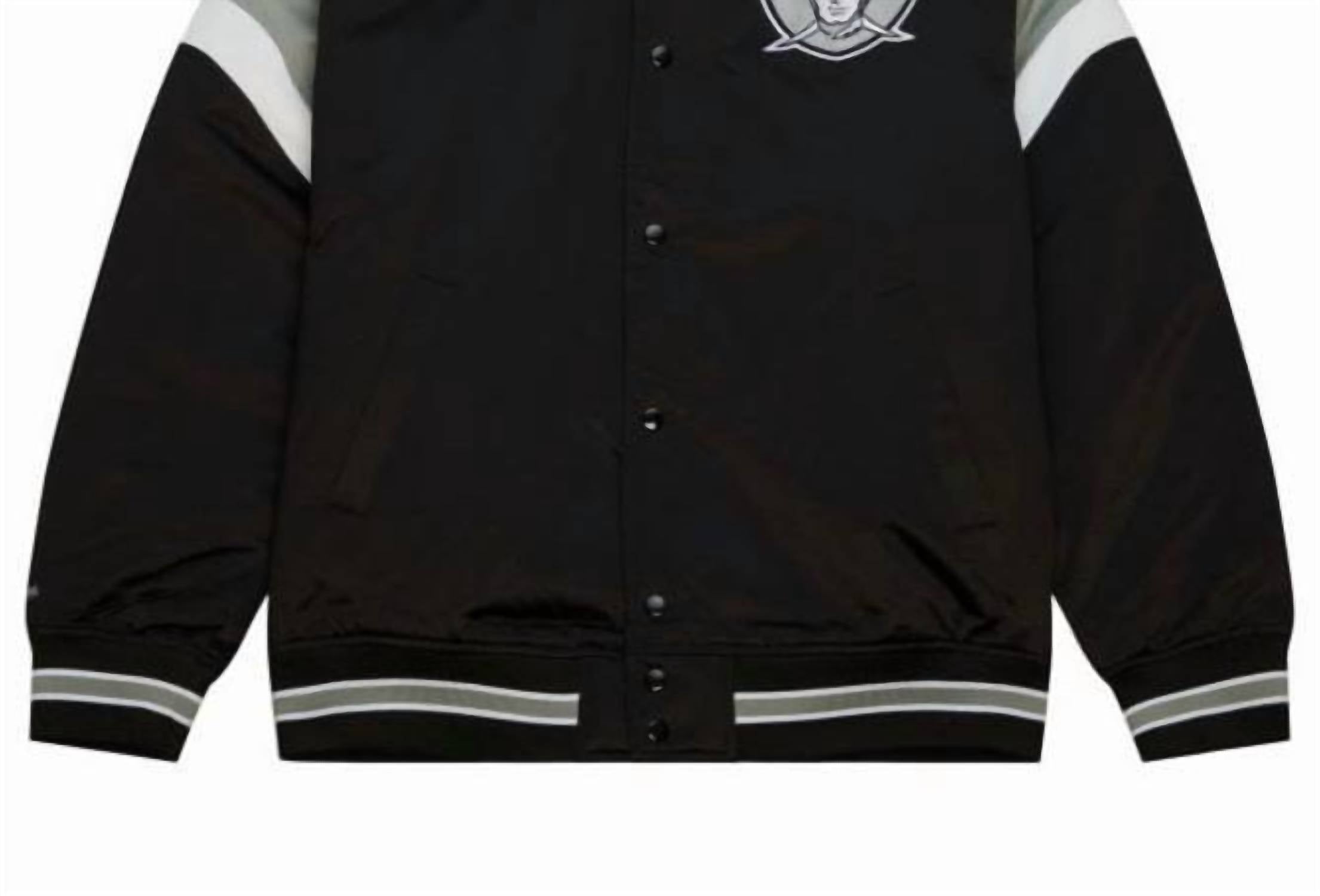Мужская утепленная атласная куртка NFL Oakland Raiders в черном цвете Mitchell & Ness 
Мужская утепленная атласная куртка NFL Oakland Raiders в черном цвете Mitchell & Ness