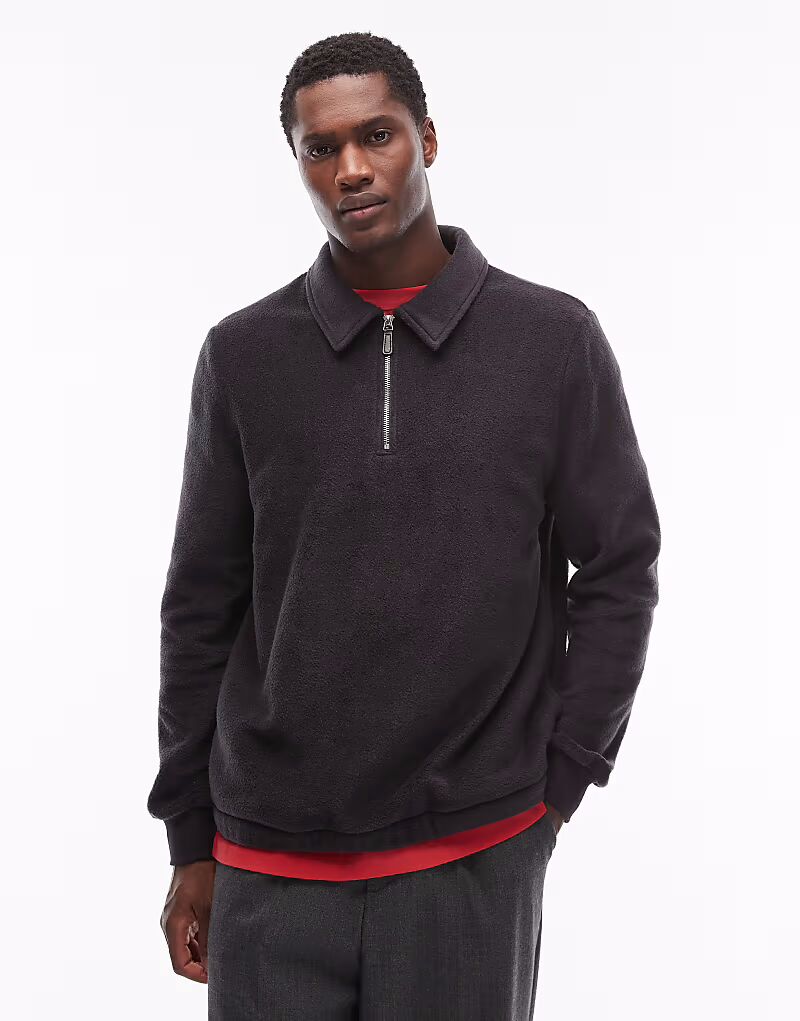 Флисовая толстовка с воротником-стойкой, застежкой-молнией на четверть оборота и воротником Asos Design, черный
Флисовая толстовка с воротником-стойкой, застежкой-молнией на четверть оборота и воротником Asos Design, черный