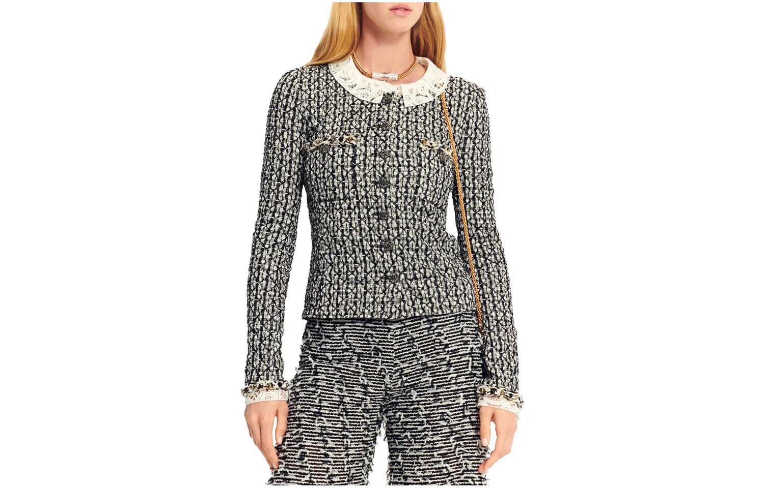 Куртка женская Chanel с кружевным воротником, черный / белый
Куртка женская Chanel с кружевным воротником, черный / белый