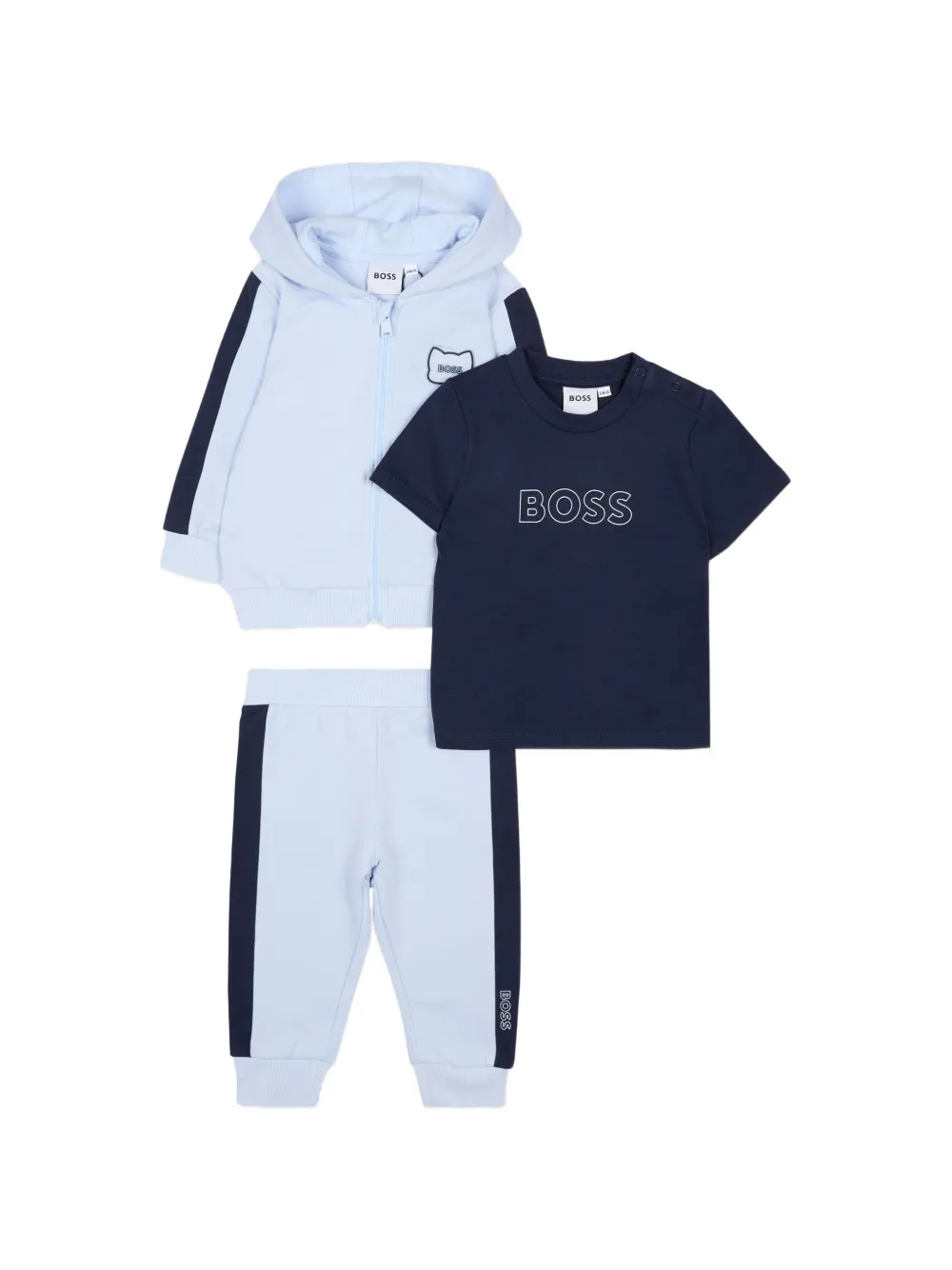 Спортивный костюм с полосатыми деталями Boss Kidswear, синий
Спортивный костюм с полосатыми деталями Boss Kidswear, синий