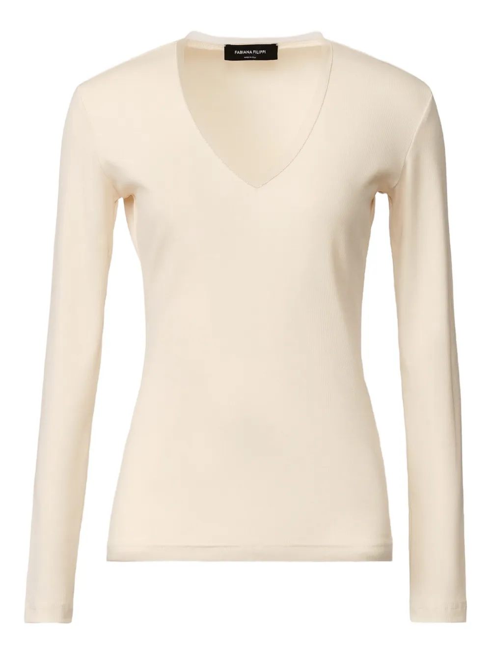 Футболка в рубчик с V-образным вырезом Fabiana Filippi, нейтральный
Футболка в рубчик с V-образным вырезом Fabiana Filippi, нейтральный