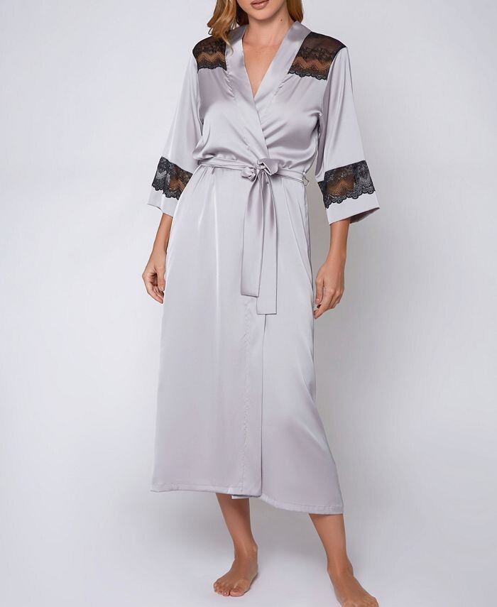 Женский длинный халат из шелковистого эластичного атласа с кружевной отделкой iCollection, серый
Женский длинный халат из шелковистого эластичного атласа с кружевной отделкой iCollection, серый