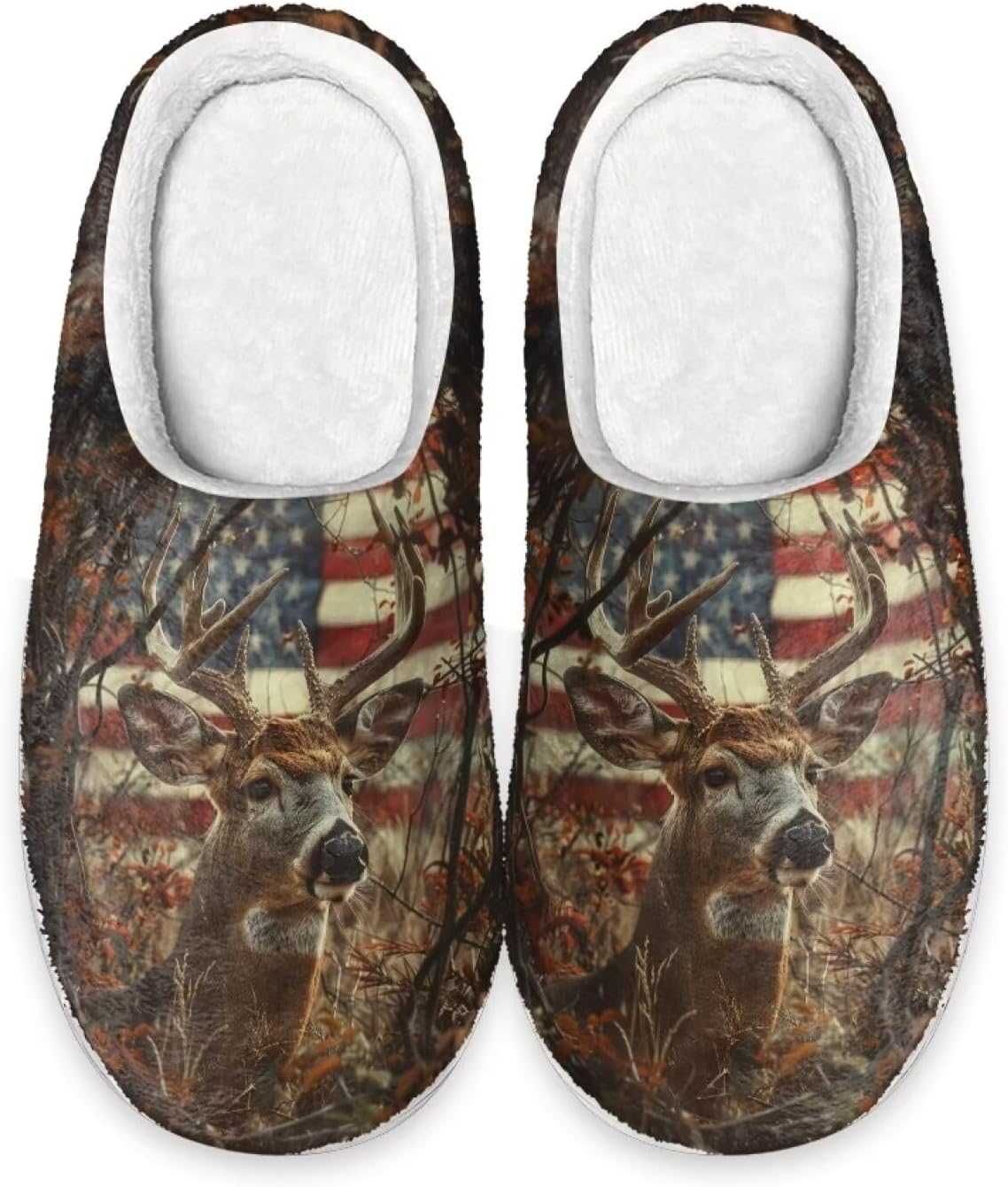 Тапочки Xpyiqun для мужчин и женщин, зимние теплые домашние тапочки, нескользящие, мягкие и уютные, American Flag Deer Camo
Тапочки Xpyiqun для мужчин и женщин, зимние теплые домашние тапочки, нескользящие, мягкие и уютные, American Flag Deer Camo