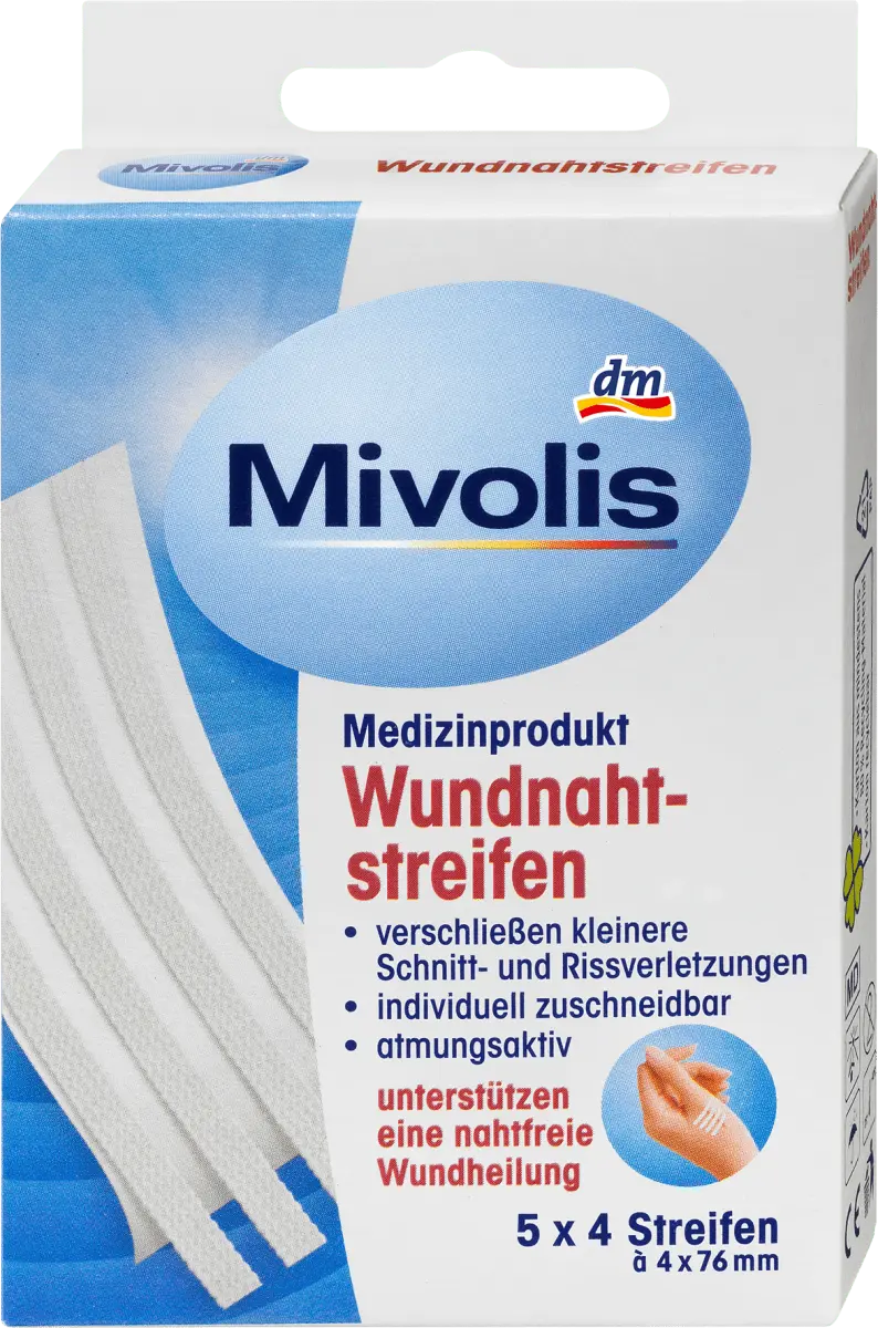 Полоски для зашивания ран 20 шт. Mivolis 
Полоски для зашивания ран 20 шт. Mivolis