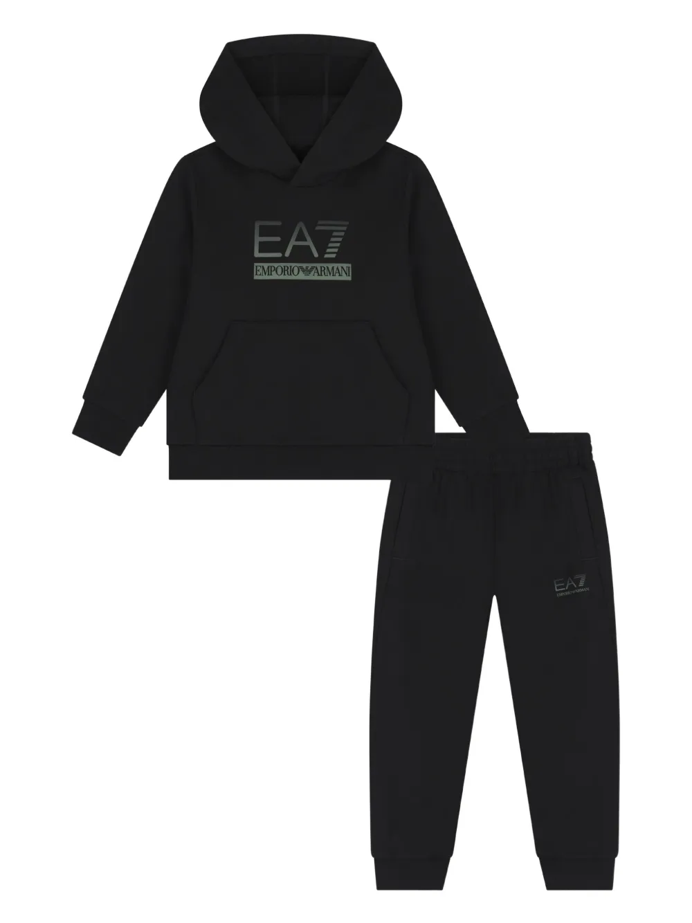 Спортивный костюм с логотипом EA7 Emporio Armani Kids, черный 
Спортивный костюм с логотипом EA7 Emporio Armani Kids, черный
