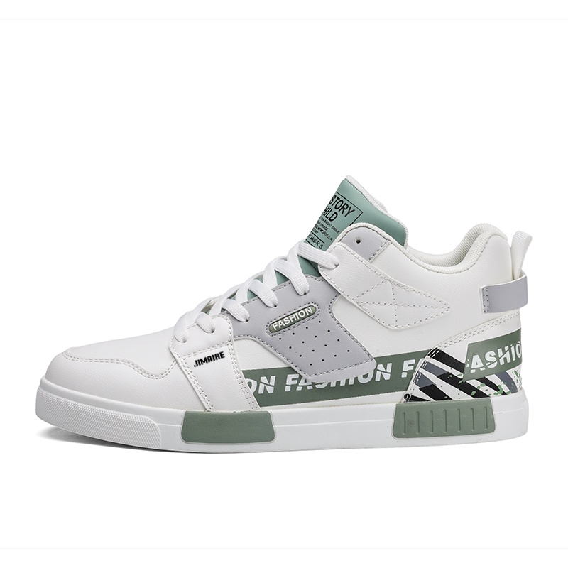 King Jinmai Высокие скейтерские кроссовки мужские бело-зеленые, цвет White Green 
King Jinmai Высокие скейтерские кроссовки мужские бело-зеленые, цвет White Green