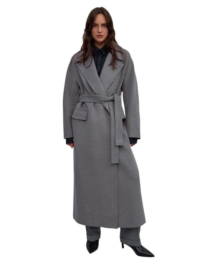 Женское пальто из серой шерстяной смеси с широким воротником. Estro, серый
Женское пальто из серой шерстяной смеси с широким воротником. Estro, серый