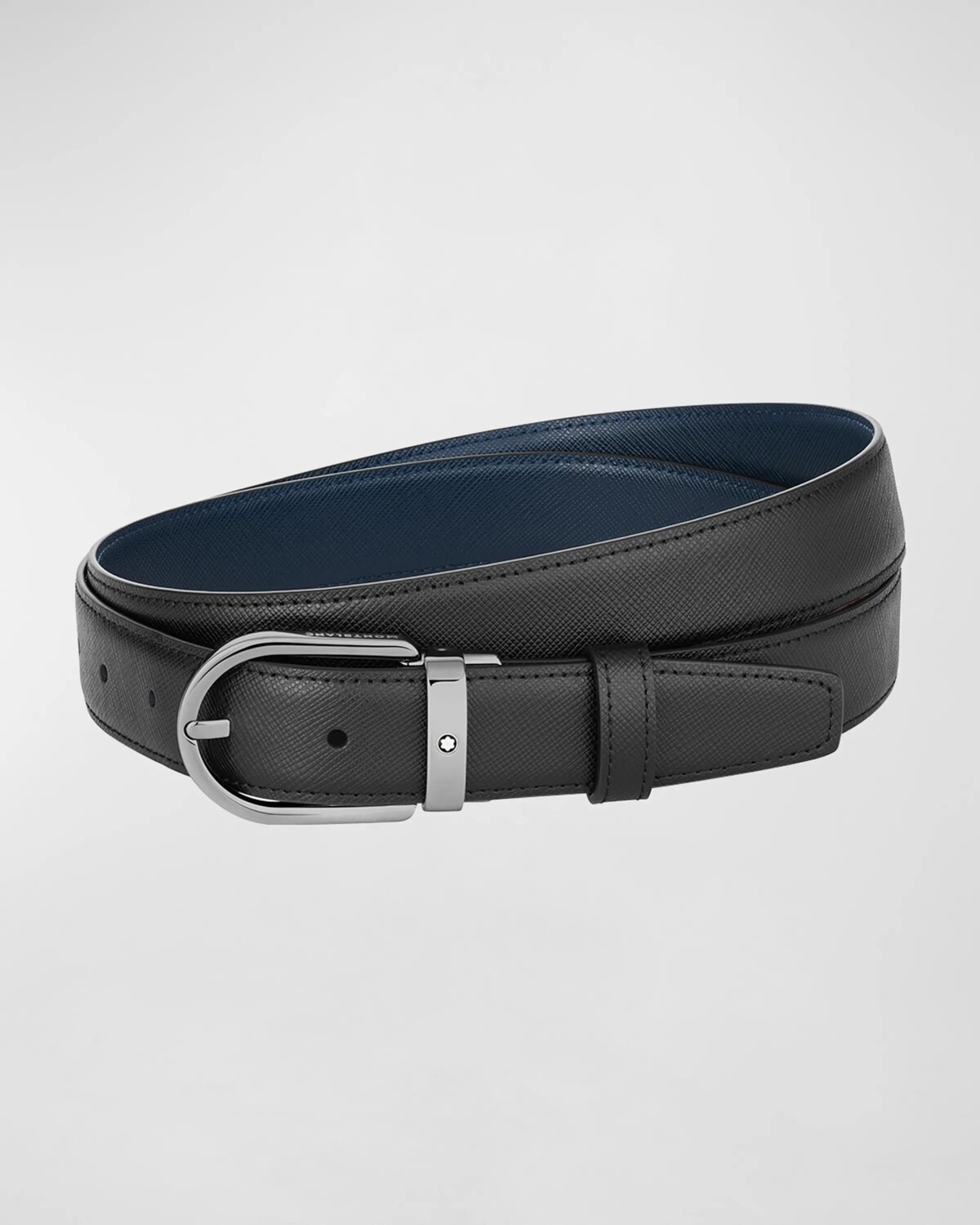 Мужской двусторонний кожаный ремень с пряжкой Montblanc, цвет Black & Blue
Мужской двусторонний кожаный ремень с пряжкой Montblanc, цвет Black & Blue