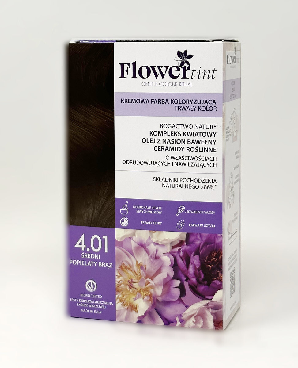 Flowertint, Перманентная краска для волос, серия Пепел, 4.01 Средний пепельно-коричневый
Flowertint, Перманентная краска для волос, серия Пепел, 4.01 Средний пепельно-коричневый