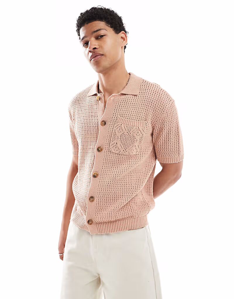 Рубашка поло крючком Native Youth розового цвета
Рубашка поло крючком Native Youth розового цвета