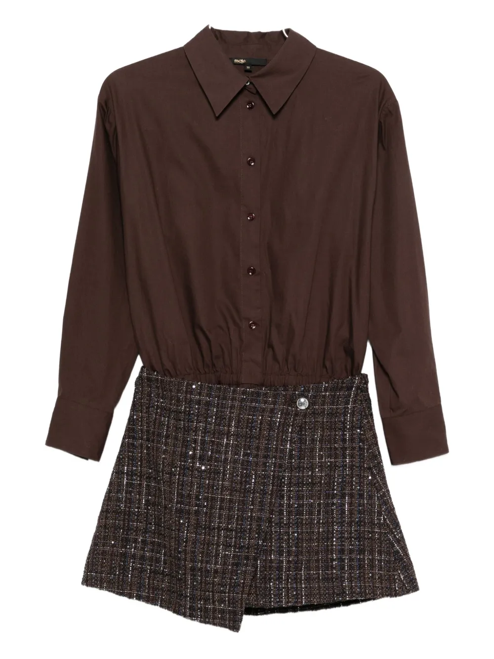 Асимметричное мини-платье Maje, коричневый 
Асимметричное мини-платье Maje, коричневый