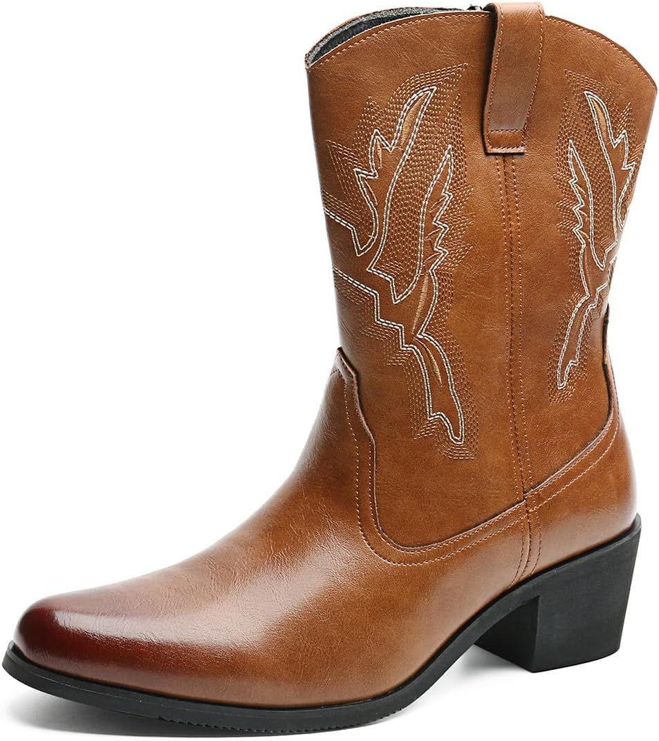 Мужские ковбойские ботинки Santimon с острым носком, потертые ботинки, вышитые вестерн-ботинки, традиционные деревенские ботинки, коричневый
Мужские ковбойские ботинки Santimon с острым носком, потертые ботинки, вышитые вестерн-ботинки, традиционные деревенские ботинки, коричневый