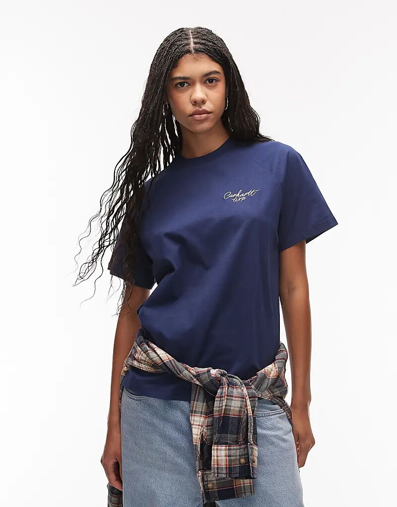 Футболка с подписью Carhartt WIP синего цвета
Футболка с подписью Carhartt WIP синего цвета