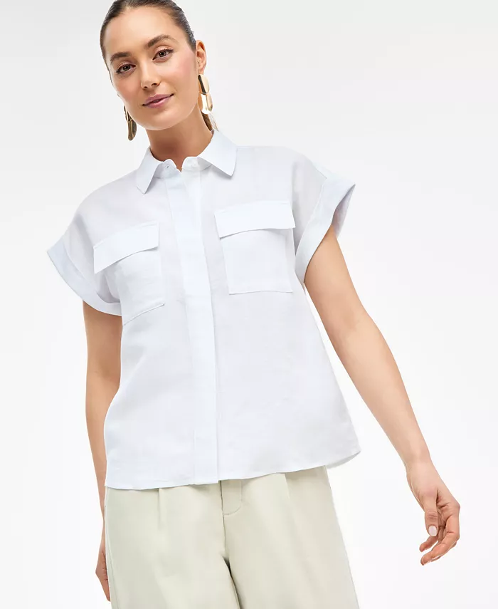 Женская блузка из льняной ткани с коротким рукавом I.N.C. International Concepts, белый
Женская блузка из льняной ткани с коротким рукавом I.N.C. International Concepts, белый