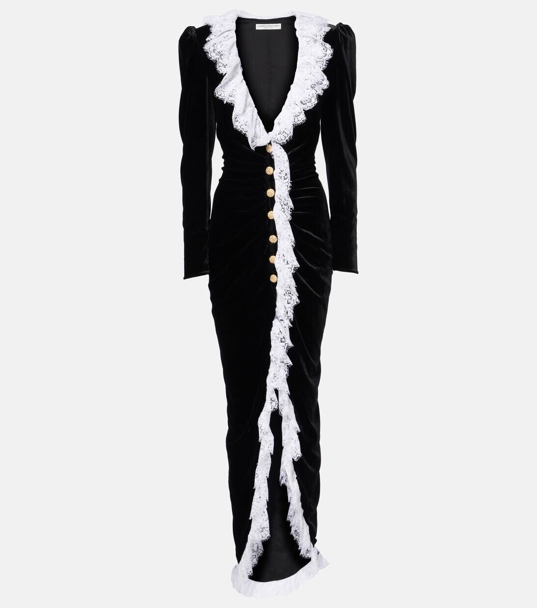 Длинное бархатное платье с кружевной отделкой Alessandra Rich, черный
Длинное бархатное платье с кружевной отделкой Alessandra Rich, черный