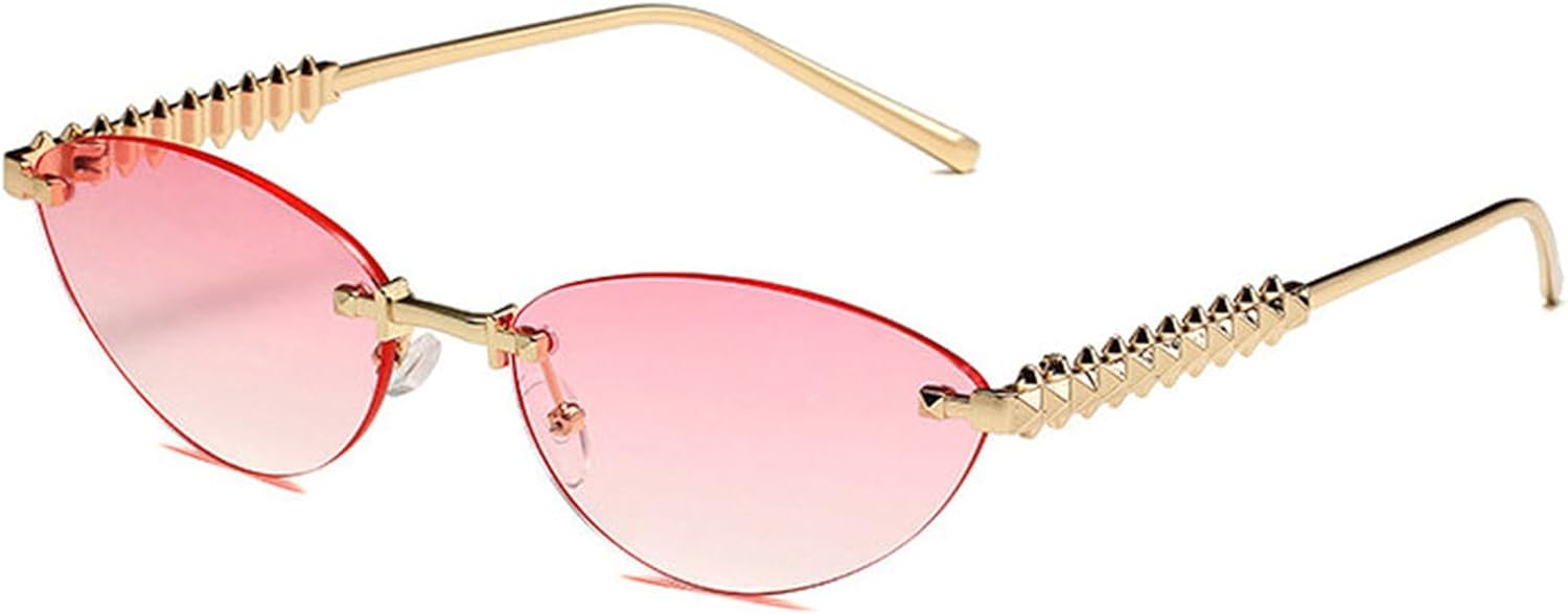 willochra Модные безободковые металлические солнцезащитные очки «кошачий глаз» в винтажном стиле, маленькие овальные, для активного отдыха, с защитой от УФ-излучения UV400, для женщин и мужчин, Pink
willochra Модные безободковые металлические солнцезащитные очки «кошачий глаз» в винтажном стиле, маленькие овальные, для активного отдыха, с защитой от УФ-излучения UV400, для женщин и мужчин, Pink