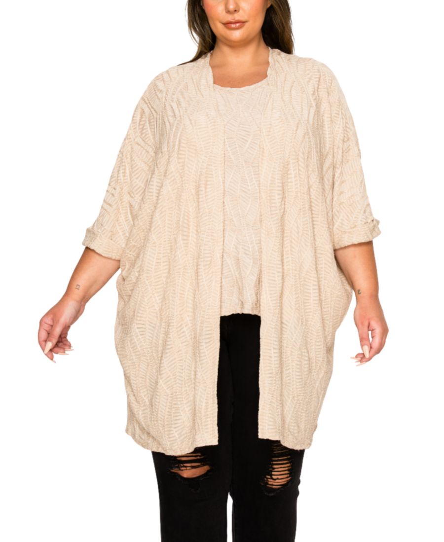 Кардиган-летучая мышь большого размера со спирально-волнистым узором COIN 1804, Taupe
Кардиган-летучая мышь большого размера со спирально-волнистым узором COIN 1804, Taupe