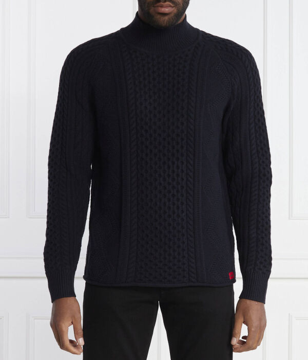 Свитер мужской Hugo шерстяной с узором, синий 
Свитер мужской Hugo шерстяной с узором, синий