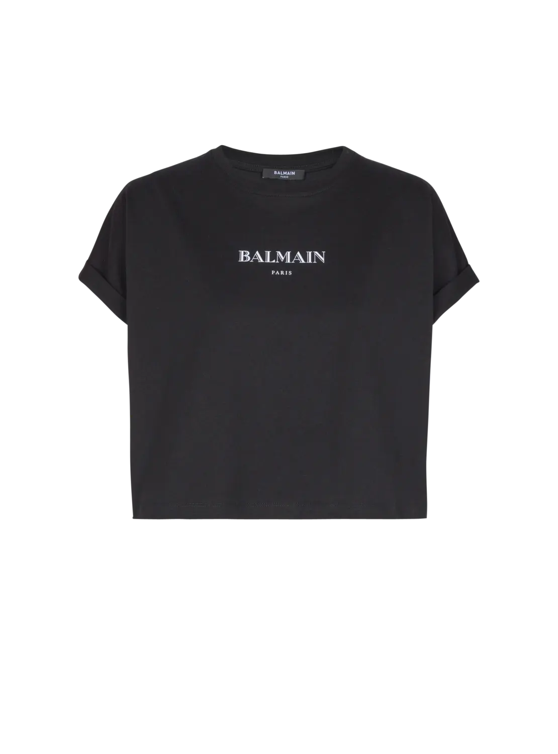 Укороченная футболка с принтом Balmain, белый/черный
Укороченная футболка с принтом Balmain, белый/черный