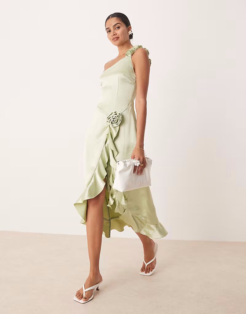 Платье мидакси Amy Lynn из атласа на одно плечо с оборками и 3d розой в яблочно-зеленом цвете
Платье мидакси Amy Lynn из атласа на одно плечо с оборками и 3d розой в яблочно-зеленом цвете