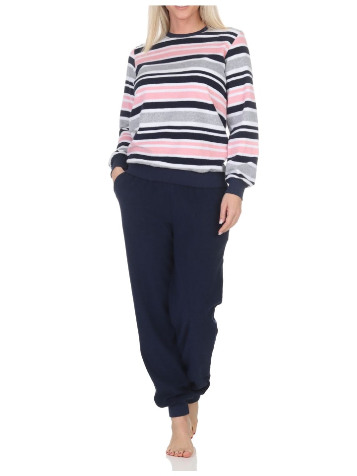 NORMANN Пижама из махровой ткани с длинными рукавами, манжетами и полосатым узором, розового цвета
NORMANN Пижама из махровой ткани с длинными рукавами, манжетами и полосатым узором, розового цвета