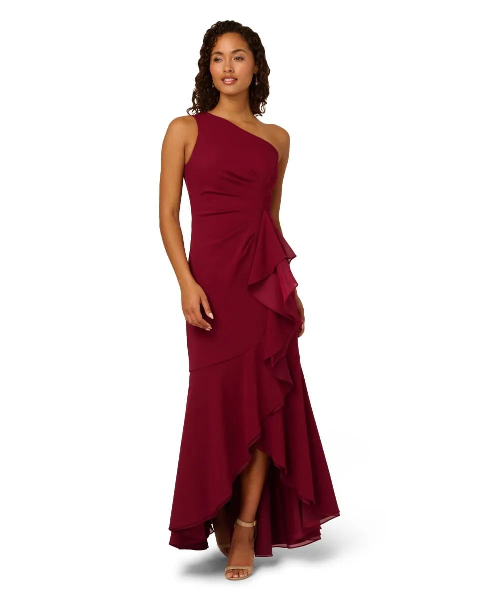 Платье с асимметричным вырезом и юбкой с оборками Adrianna Papell, красный
Платье с асимметричным вырезом и юбкой с оборками Adrianna Papell, красный