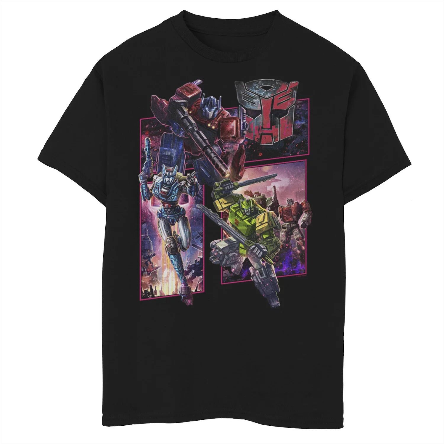 Футболка с графическим рисунком «Трансформеры: Война за Кибертрон» для мальчиков 8–20 лет с панелями автоботов Licensed Character