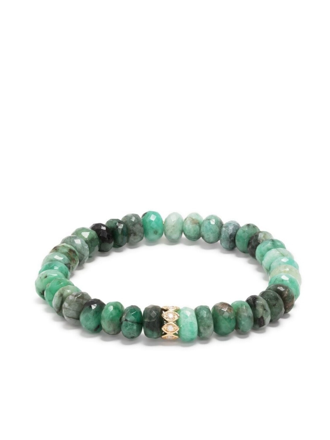 Браслет Evil Eye из желтого золота с изумрудами и бриллиантами Sydney Evan, зеленый