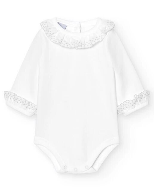 В упаковке 2 детских боди с батистовым воротником и манжетами Babidú, серый