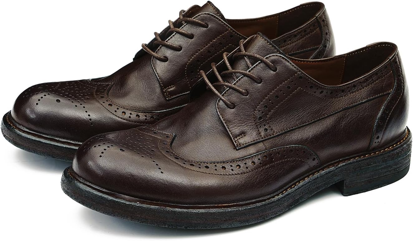 Мужские классические туфли Santimon Goodyear-Welted Wingtip Derby - Верх из натуральной кожи коровы и ручная работа с брогированием Oxford с просторным носком для деловых мероприятий и свадеб, коричневый
Мужские классические туфли Santimon Goodyear-Welted Wingtip Derby - Верх из натуральной кожи коровы и ручная работа с брогированием Oxford с просторным носком для деловых мероприятий и свадеб, коричневый
