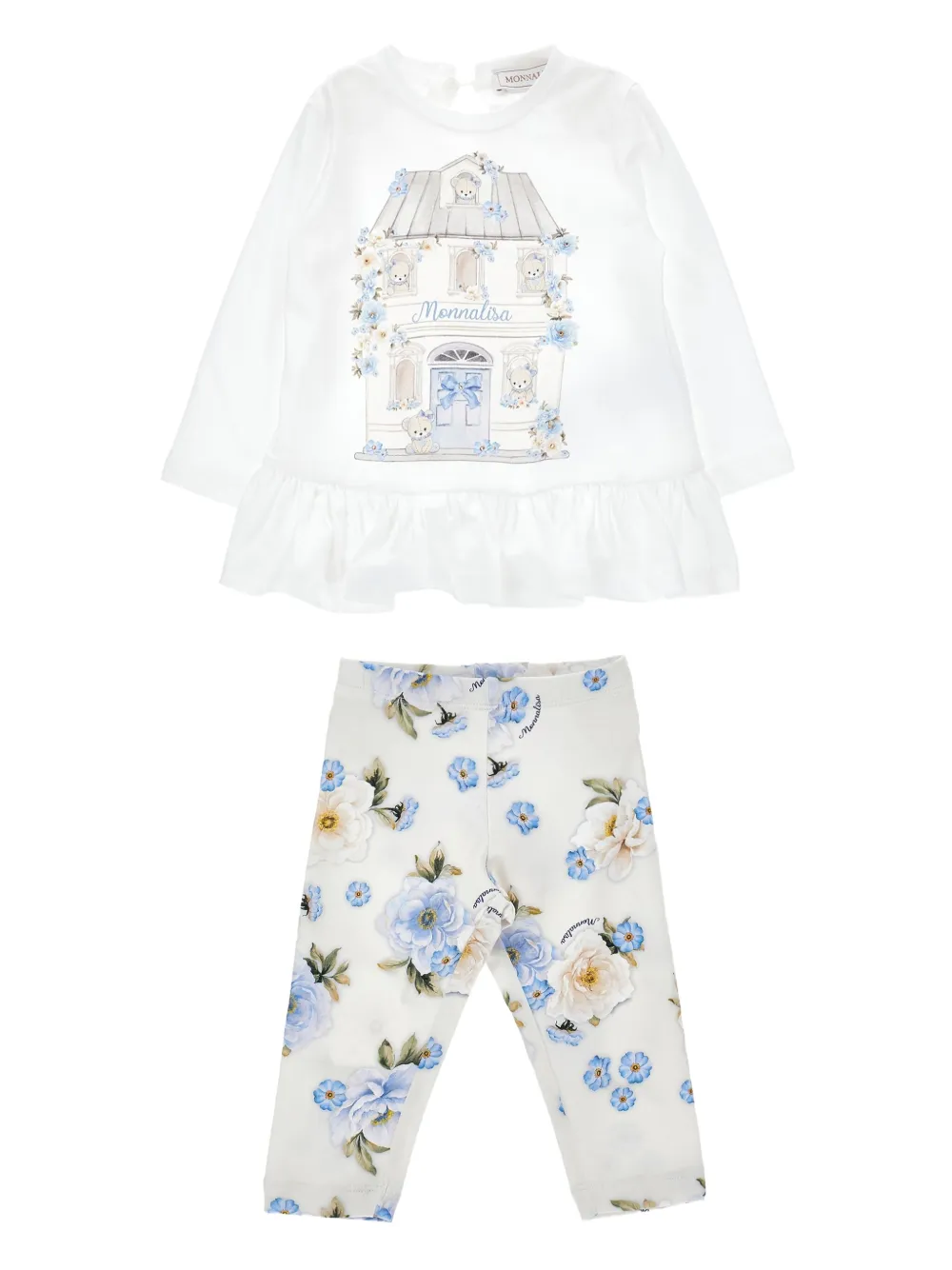 Комплект из топа и брюк с цветочным принтом Monnalisa, белый
Комплект из топа и брюк с цветочным принтом Monnalisa, белый