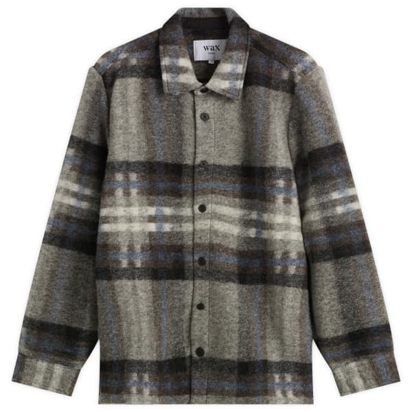 Шерстяная клетчатая рубашка Nolan Wax London, серый/синий 
Шерстяная клетчатая рубашка Nolan Wax London, серый/синий
