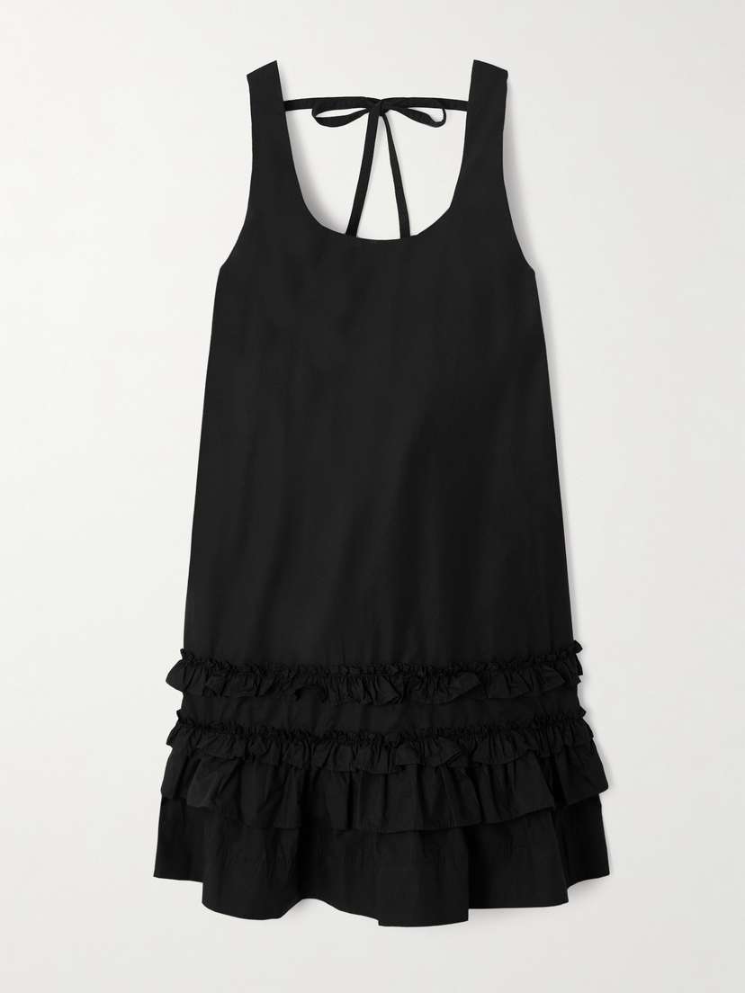 Мини-Платье из органического хлопкового поплина с оборками Ganni, черный
Мини-Платье из органического хлопкового поплина с оборками Ganni, черный