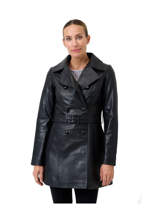 Двубортное кожаное пальто Rosalia с поясом Ricano, черный
Двубортное кожаное пальто Rosalia с поясом Ricano, черный