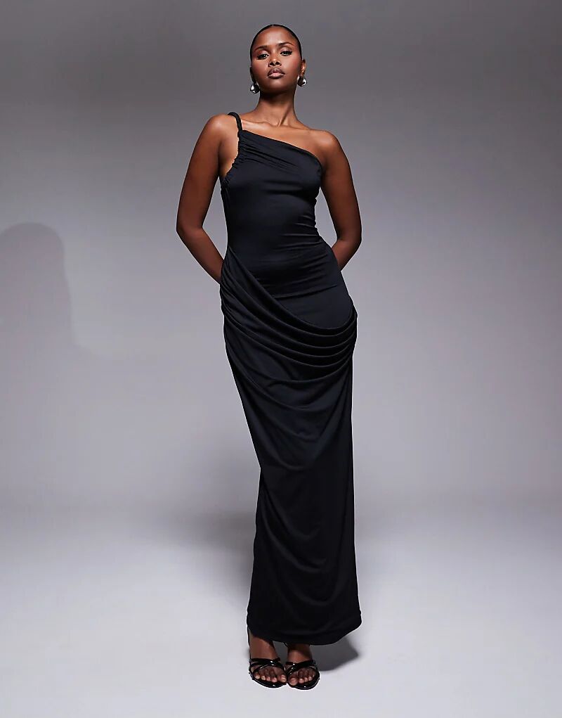 Платье макси Aria Cove черного цвета с двойной облегающей асимметричной юбкой и открытой спиной, драпировкой спереди
Платье макси Aria Cove черного цвета с двойной облегающей асимметричной юбкой и открытой спиной, драпировкой спереди