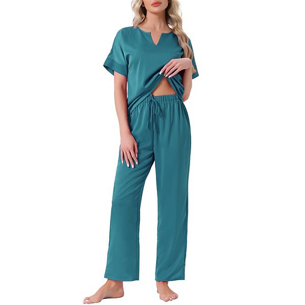 Женский комплект пижамы из атласа с коротким рукавом и длинными брюками Inspire Chic, Peacock Green
Женский комплект пижамы из атласа с коротким рукавом и длинными брюками Inspire Chic, Peacock Green