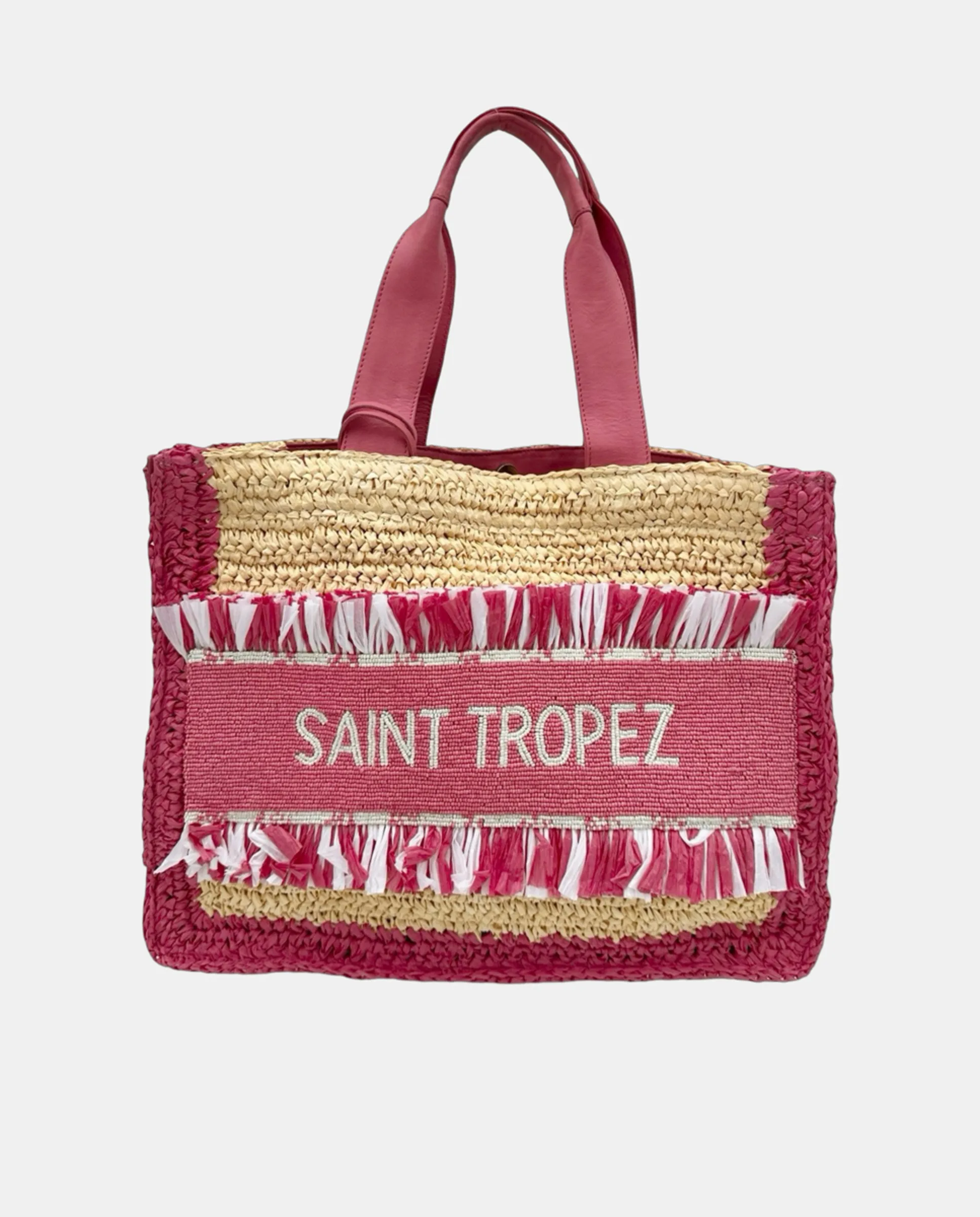 Ручная плетеная сумка из рафии с мягкими ручками, бахромой из рафии и декором SAINT TROPEZ Siena, розовый
Ручная плетеная сумка из рафии с мягкими ручками, бахромой из рафии и декором SAINT TROPEZ Siena, розовый