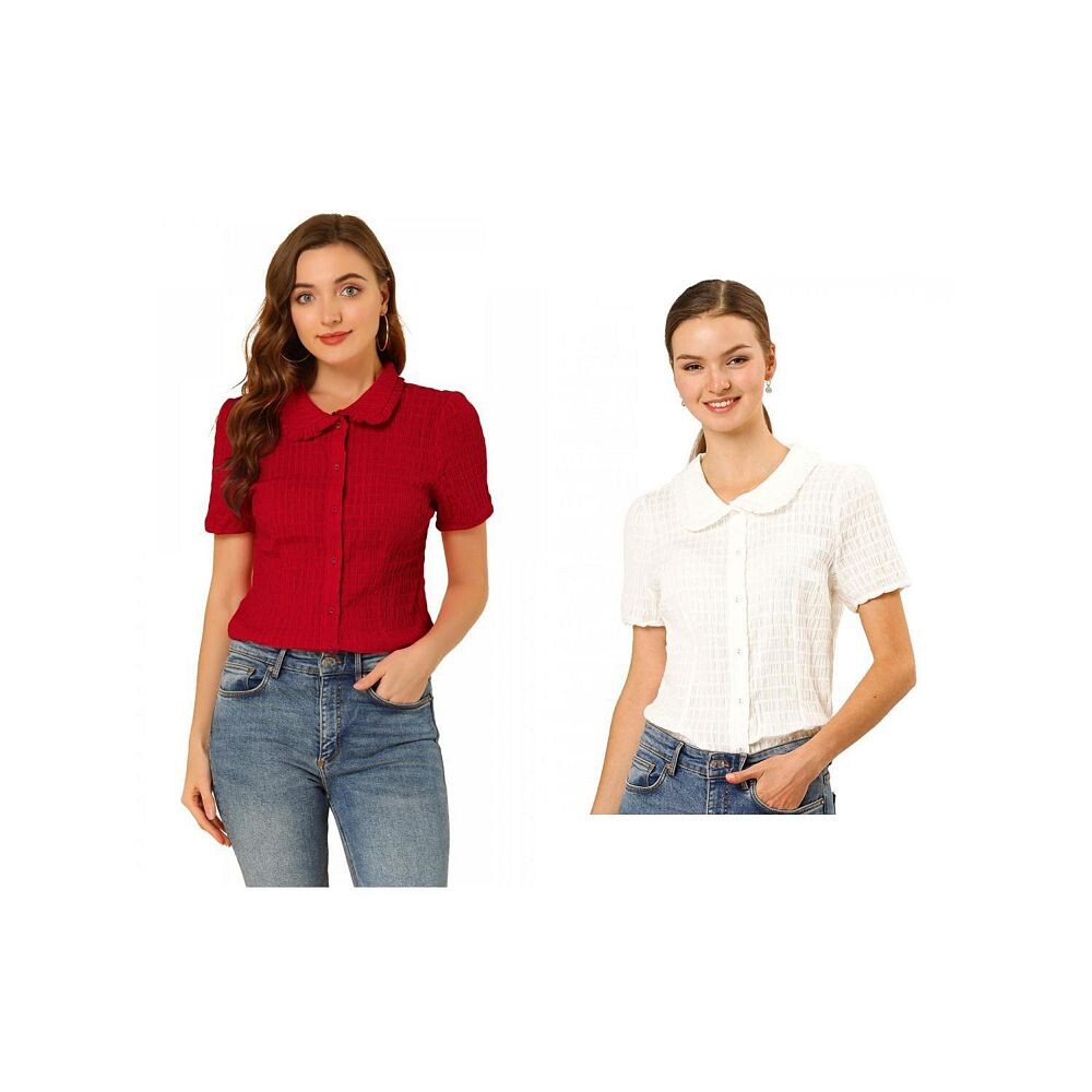 2 упаковки женских винтажных мягких рубашек на пуговицах с милым кукольным воротником ALLEGRA K, цвет White Red
2 упаковки женских винтажных мягких рубашек на пуговицах с милым кукольным воротником ALLEGRA K, цвет White Red