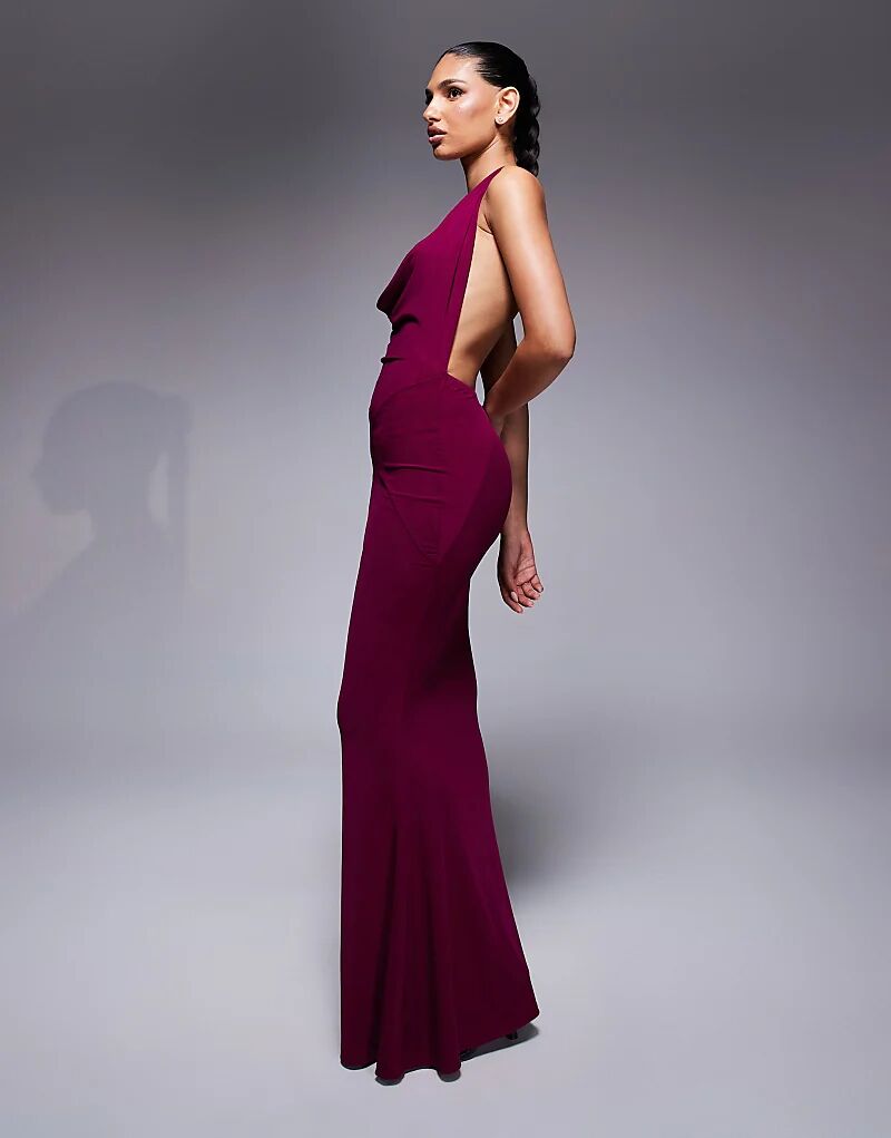 Эксклюзивное красное сетчатое платье-макси Murci с открытой спиной и воротником-халтер. 
Эксклюзивное красное сетчатое платье-макси Murci с открытой спиной и воротником-халтер.