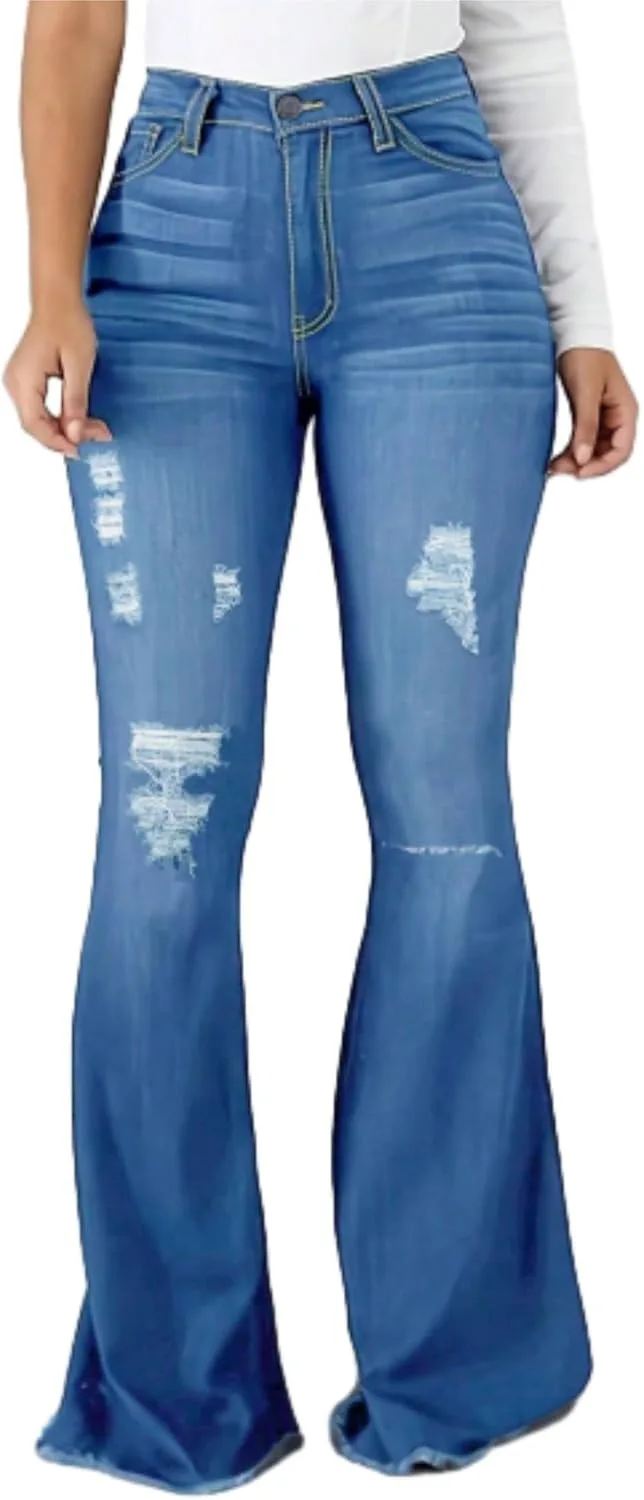 Женские рваные джинсы-клеш High Waisted с потертостями и бахромой AprPith
Женские рваные джинсы-клеш High Waisted с потертостями и бахромой AprPith