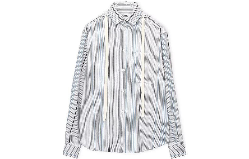 Жаккардовая рубашка с капюшоном из шерсти и хлопка Loewe, светло-голубой 
Жаккардовая рубашка с капюшоном из шерсти и хлопка Loewe, светло-голубой