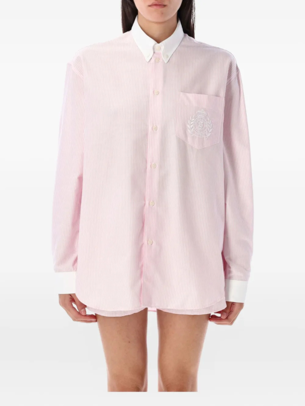 Полосатая рубашка с вышитым гербом Sporty & Rich, розовый
Полосатая рубашка с вышитым гербом Sporty & Rich, розовый