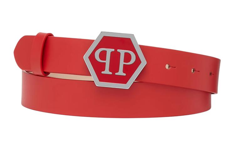 Кожаный ремень с шестиугольным логотипом Philipp Plein, красный
Кожаный ремень с шестиугольным логотипом Philipp Plein, красный