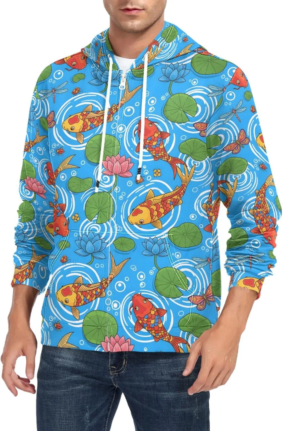 Мужская толстовка с капюшоном на молнии Koi Fish Water Lilies, с длинным рукавом и карманом CUPADA
Мужская толстовка с капюшоном на молнии Koi Fish Water Lilies, с длинным рукавом и карманом CUPADA