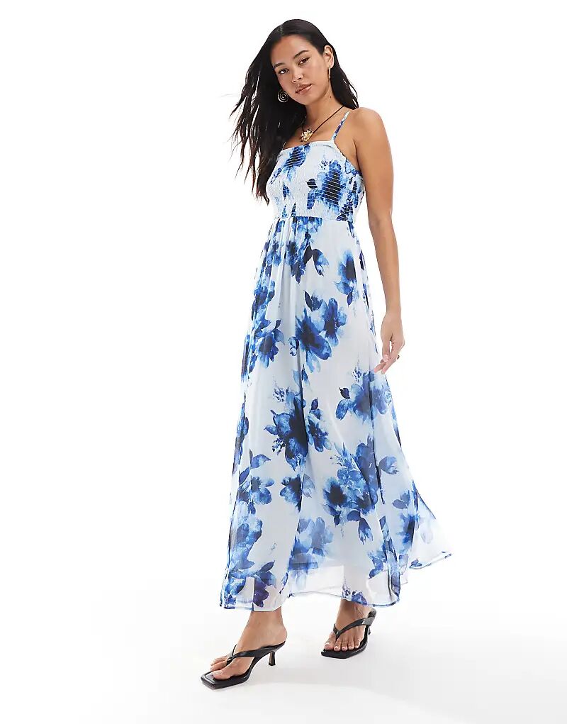 Only Платье макси с лифом ками в синем размытом цветочном принте
Only Платье макси с лифом ками в синем размытом цветочном принте