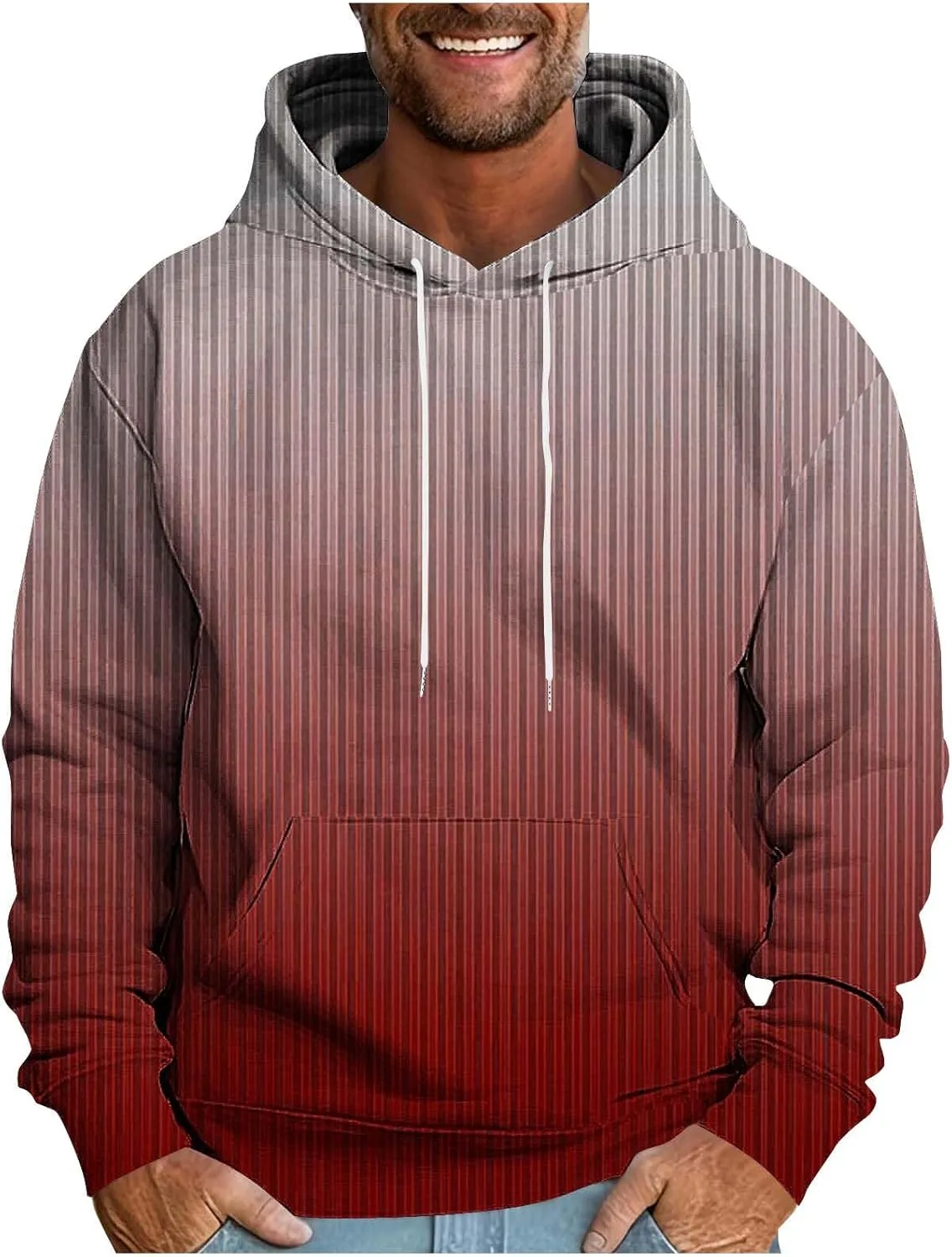 Мужской худи с полосатым градиентным принтом, оверсайз
Мужской худи с полосатым градиентным принтом, оверсайз