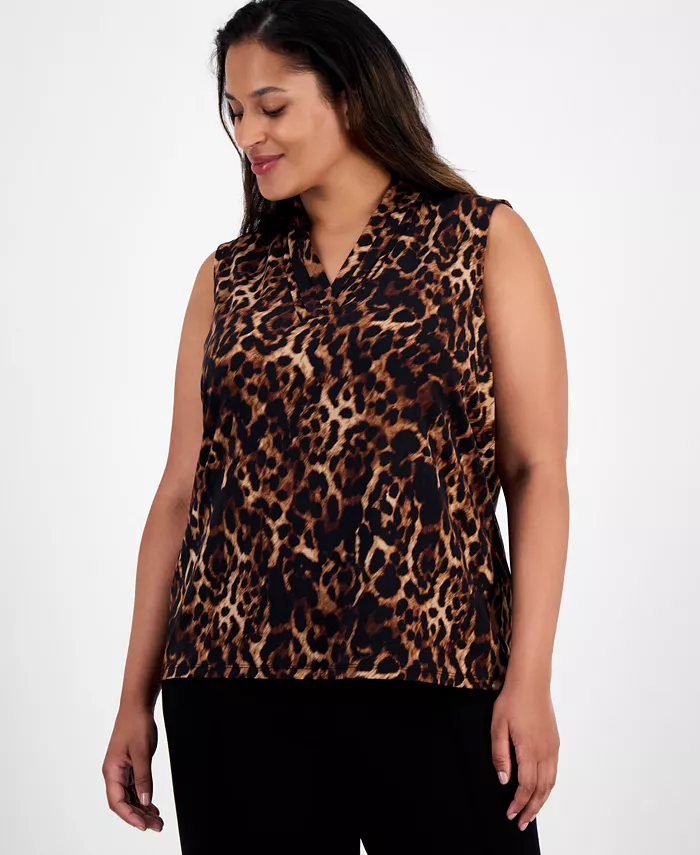 Блузка без рукавов с V-образным вырезом и принтом больших размеров Anne Klein, черный
Блузка без рукавов с V-образным вырезом и принтом больших размеров Anne Klein, черный