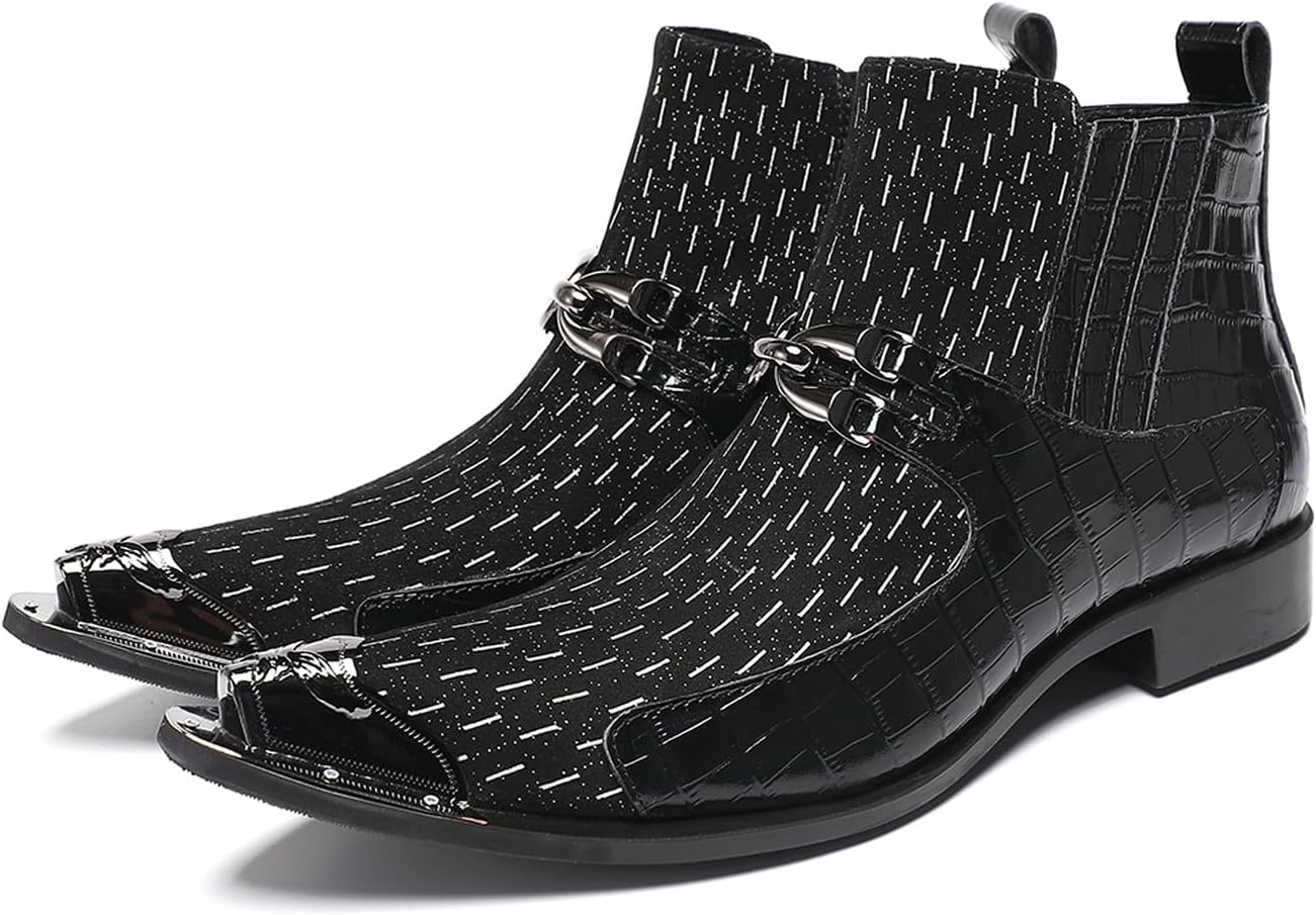 Мужские ботинки Santimon Chelsea из натуральной кожи - металлический заостренный носок, повседневные роскошные ковбойские ботинки с пряжкой - модные западные ботинки для вечеринки, клуба, свадьбы, сценических выступлений, черный
Мужские ботинки Santimon Chelsea из натуральной кожи - металлический заостренный носок, повседневные роскошные ковбойские ботинки с пряжкой - модные западные ботинки для вечеринки, клуба, свадьбы, сценических выступлений, черный