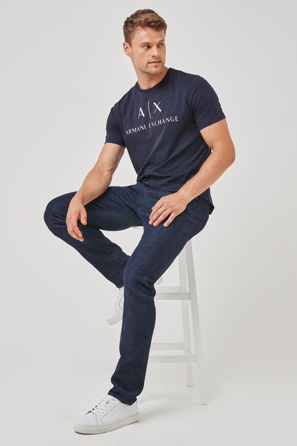 Футболка с логотипом Armani Exchange, синий 
Футболка с логотипом Armani Exchange, синий