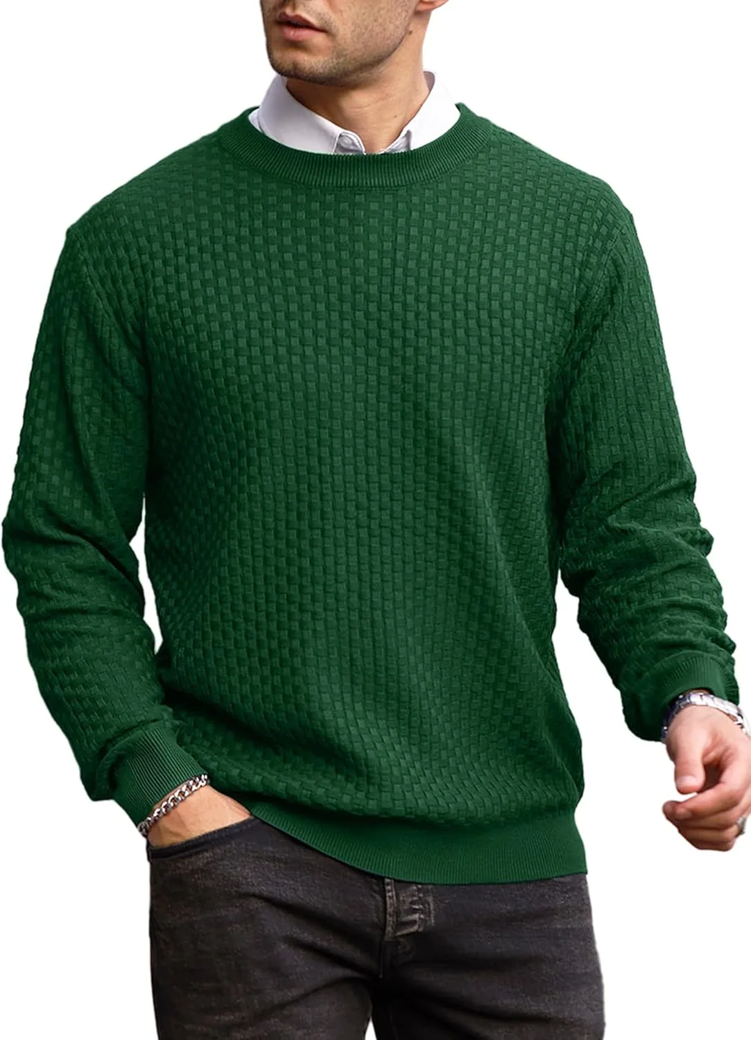 Мужской свитер Zaitun с воротником-гольф, вафельной вязкой и длинными рукавами
Мужской свитер Zaitun с воротником-гольф, вафельной вязкой и длинными рукавами